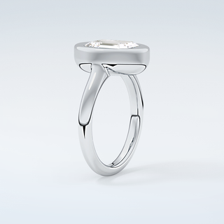 2.0 CT Emerald Cut Solitaire Bezel Moissanite Engagement Ring 18