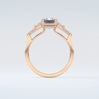 2.0 CT  Emerald Cut Cluster Style Moissanite Engagement Ring 8