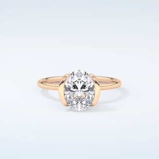 2.0 CT Oval Cut Half Bezel Solitaire Moissanite Engagement Ring 7