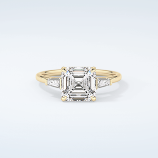 2.0 CT Asscher Cut Three Stone Moissanite Engagement Ring 1