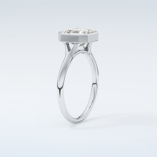 1.25 CT Asscher Cut Solitaire Bezel Moissanite Engagement Ring 18