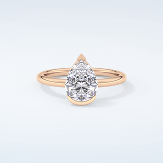 2.0 CT Pear Cut Half Bezel Moissanite Engagement Ring 7