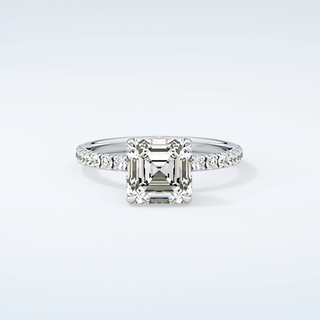 1.5 CT Asscher Cut Pave Moissanite Engagement Ring 13