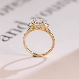 Stunning 1.0 - 2.0 CT Emerald Moissanite Engagement Ring with Three Stone Design 10