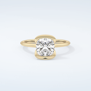 2.0 CT Cushion Cut Half Bezel Moissanite Engagement Ring 1