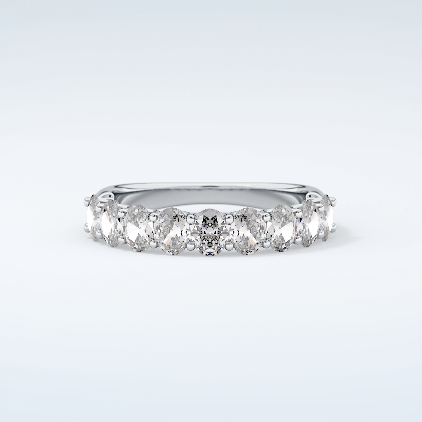 1.35 TCW Oval Shaped Moissanite Wedding Band