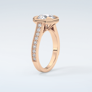 2.0 CT Round Cut Cathedral Pave Moissanite Engagement Ring 12