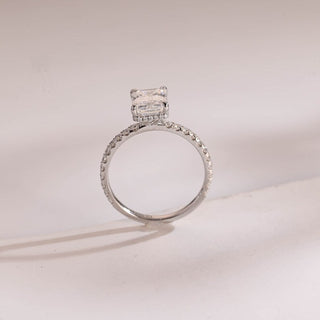 Stunning 1.0 - 2.0 CT Emerald Moissanite Engagement Ring With Hidden Halo & Pave Design 8