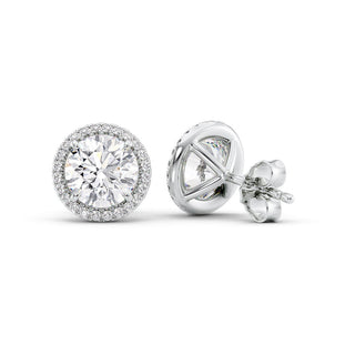 1 TCW Round Cut Halo Stud Moissanite Earrings 2