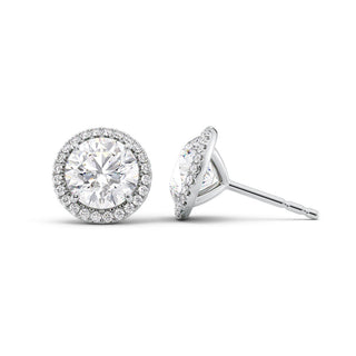 1 TCW Round Cut Halo Stud Moissanite Earrings 3