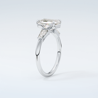 2.0 CT Emerald Cut Three Stone Moissanite Engagement Ring 18