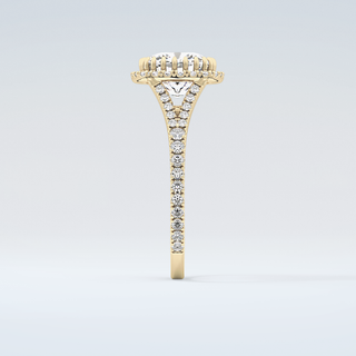 2.0 CT Cushion Cut Halo & Pave Split Shank Moissanite Engagement Ring 5