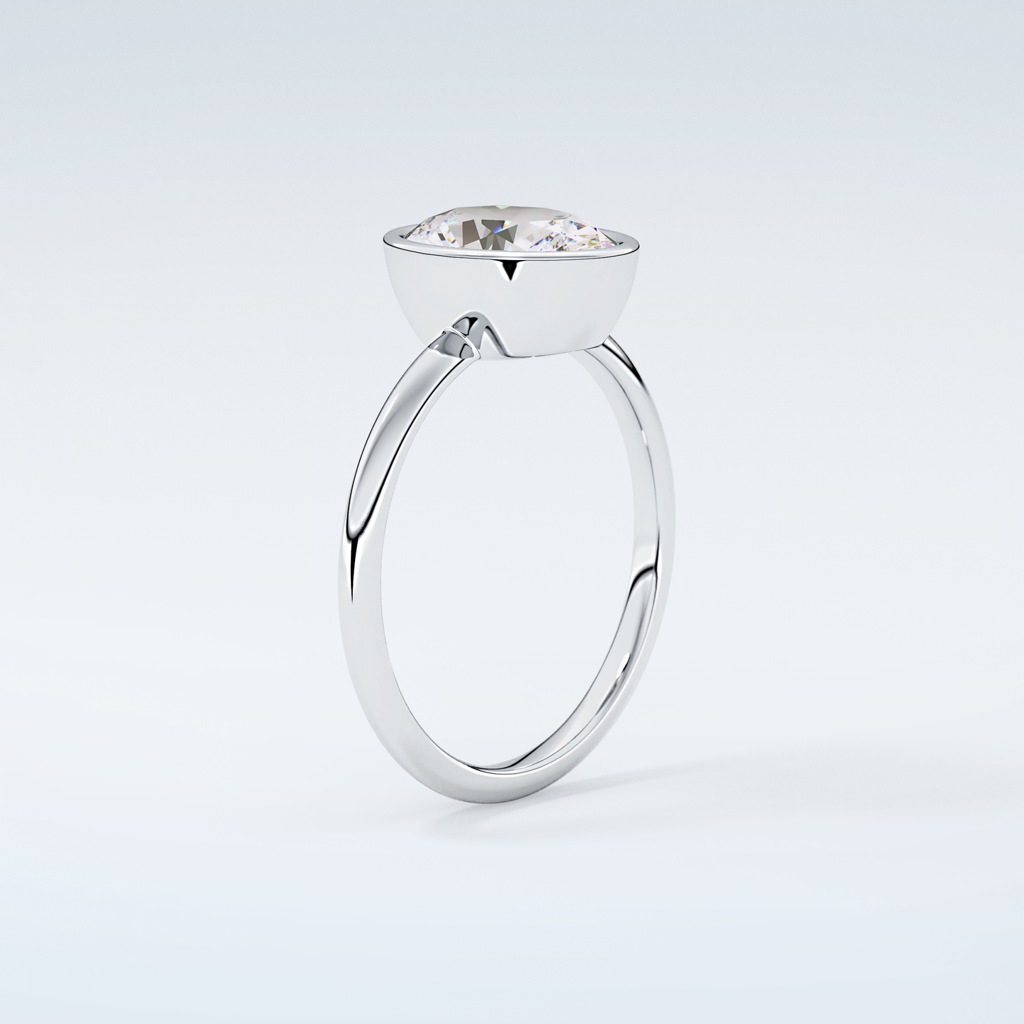 1.5 CT Oval Cut Bezel Style Moissanite Engagement Ring