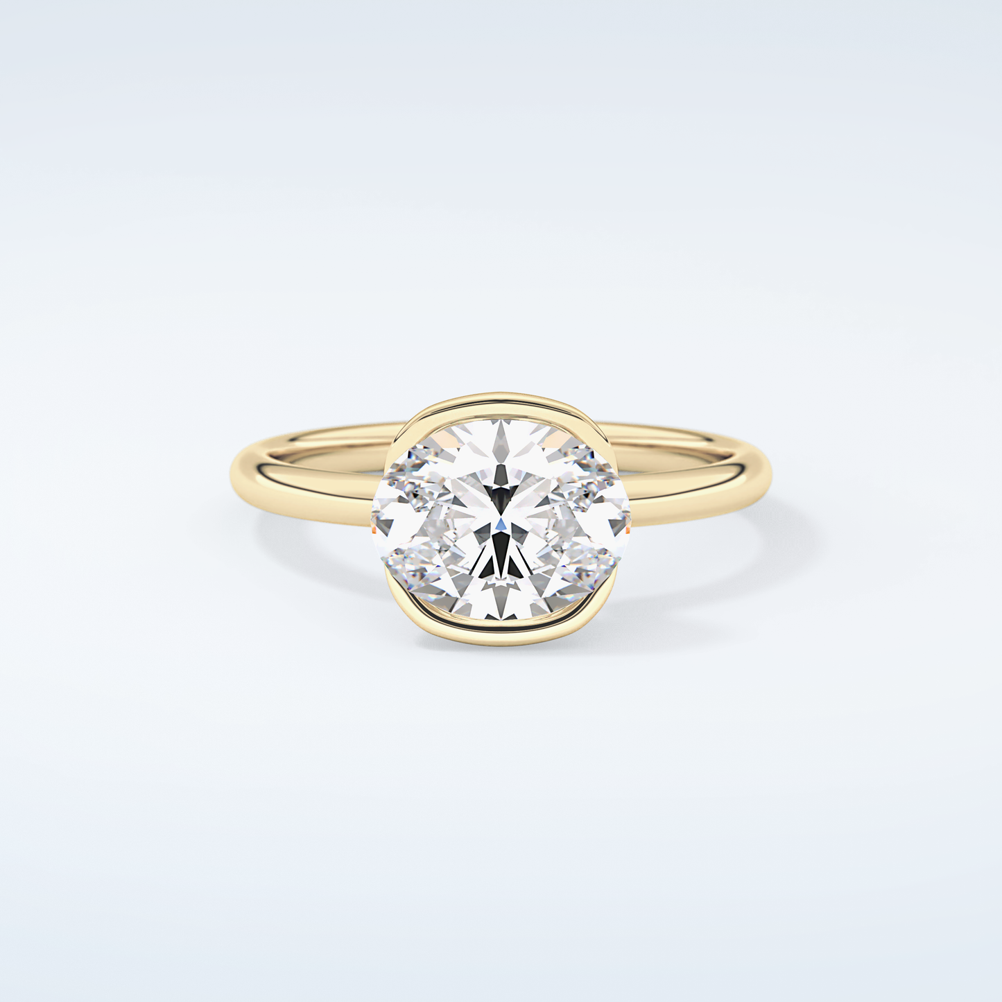 2.0 CT East West Oval Cut Half Bezel Moissanite Engagement Ring