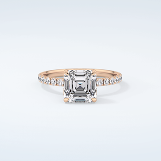 1.5 CT Asscher Cut Pave Moissanite Engagement Ring 7
