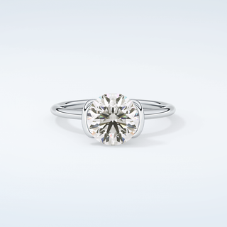 2.0 CT Round Cut Half Bezel Moissanite Engagement Ring 13