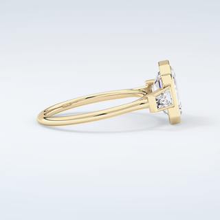 2.0 CT Emerald Cut Three Stone Bezel Moissanite Engagement Ring 4