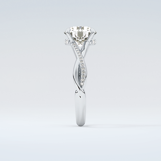 2.0 CT Round Cut Hidden Halo Twisted Pave Moissanite Engagement Ring 17