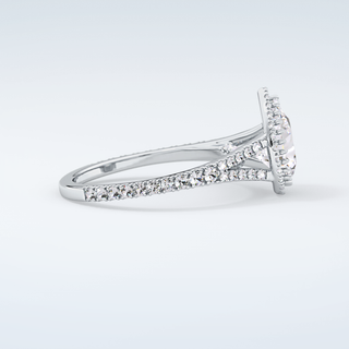 2.0 CT Pear Cut Halo & Pave Split Shank Moissanite Engagement Ring 16