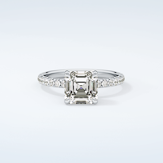 2.0 CT Asscher Cut Pave Style Moissanite Engagement Ring 13