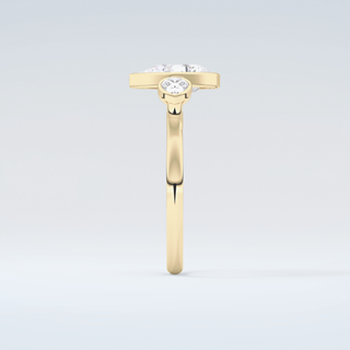 1.5 CT Pear Cut Three Stone Bezel Moissanite Engagement Ring 5