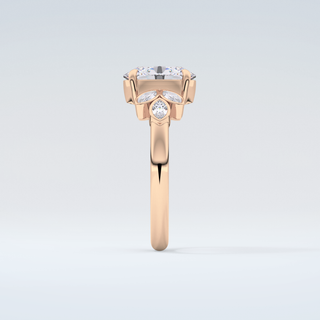 1.25 CT  Oval Cut Cluster Style Moissanite Engagement Ring 11