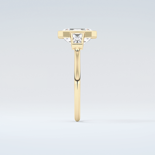 2.0 CT Emerald Cut Three Stone Bezel Moissanite Engagement Ring 5