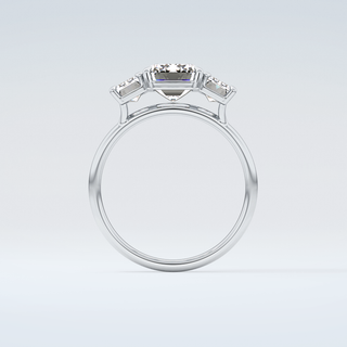 2.0 CT Emerald Cut Three Stone Moissanite Engagement Ring 14