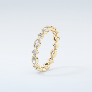 0.72 TCW Oval & Princess Shaped Moissanite Wedding Band 6