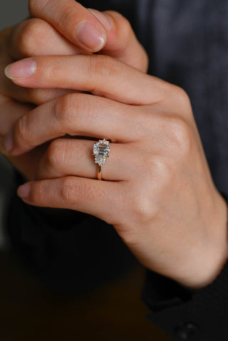 Stunning 1.0 - 2.0 CT Emerald Moissanite Engagement Ring With Cluster Design 6