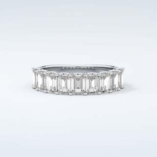 1.8 TCW Emerald Shaped Moissanite Wedding Band 13