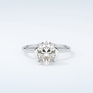 2.0 CT Oval Cut Half Bezel Solitaire Moissanite Engagement Ring 13