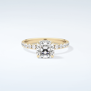 1.5 CT Cushion Cut Pave Moissanite Engagement Ring 1