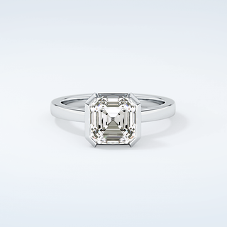 2.0 CT Asscher Cut Half Bezel Moissanite Engagement Ring 13