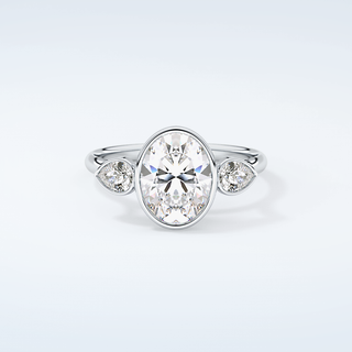 1.5 CT Oval Cut Three Stone Moissanite Engagement Ring 13