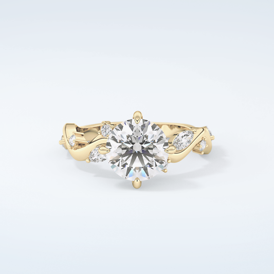 1.5 CT  Round Cut Twig Style Moissanite Engagement Ring