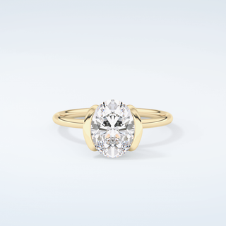 2.0 CT Oval Cut Half Bezel Solitaire Moissanite Engagement Ring 1