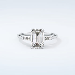 2.0 CT Emerald Cut Three Stone Moissanite Engagement Ring 13