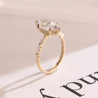 Stunning 1.0 - 2.0 CT Marquise Moissanite Engagement Ring with Pave & Hidden Halo Design 8