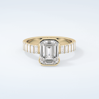 2.0 CT Emerald Cut Half Bezel Moissanite Engagement Ring 1