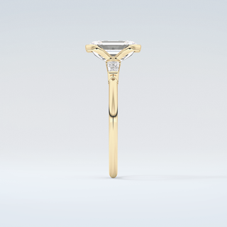 2.0 CT Emerald Cut Half Bezel Three Stone Moissanite Engagement Ring 5