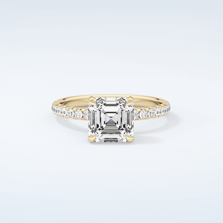 2.0 CT Asscher Cut Pave Style Moissanite Engagement Ring 1