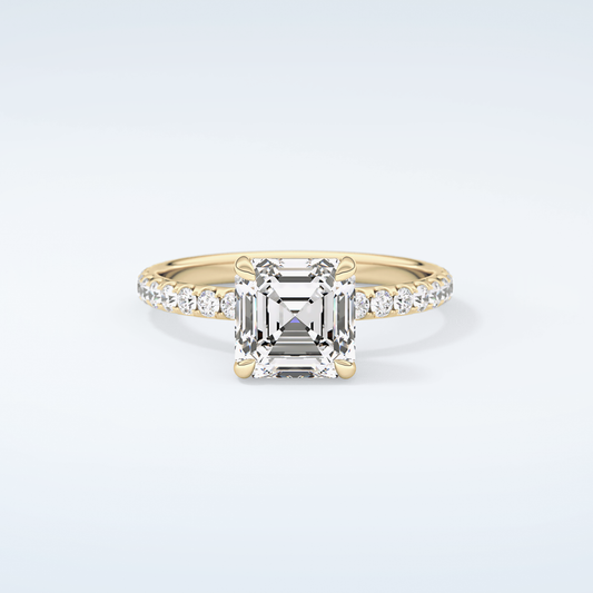 2.0 CT Asscher Cut Pave Style Moissanite Engagement Ring