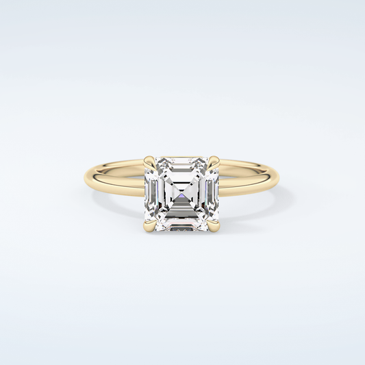 2.0 CT Asscher Cut Solitaire Style Moissanite Engagement Ring