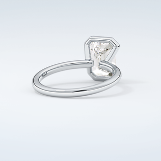 2.0 CT Emerald Cut Half Bezel Moissanite Engagement Ring 15