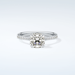 2.0 CT Cushion Cut Pave Style Moissanite Engagement Ring 13