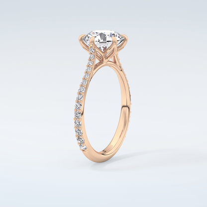 2.0 CT Round Cut Pave Style Moissanite Engagement Ring