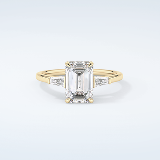 2.0 CT Emerald Cut Three Stone Moissanite Engagement Ring 1