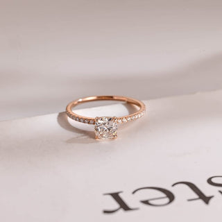 Stunning 1.0 - 2.0 CT Cushion Moissanite Engagement Ring With Pave Design 1
