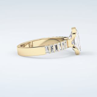 2.0 CT Emerald Cut Half Bezel Moissanite Engagement Ring 4